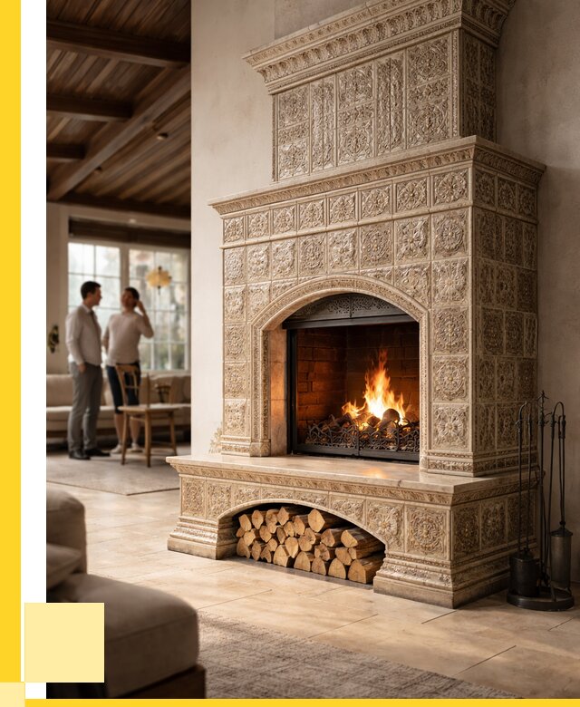 Купить изразцовый камин в Канске от 273225 р. | ЭриданКнс