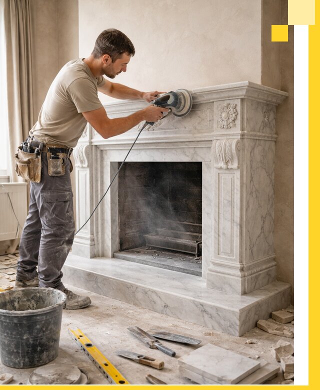 Изготовление и установка мраморных каминов в Канске под ключ