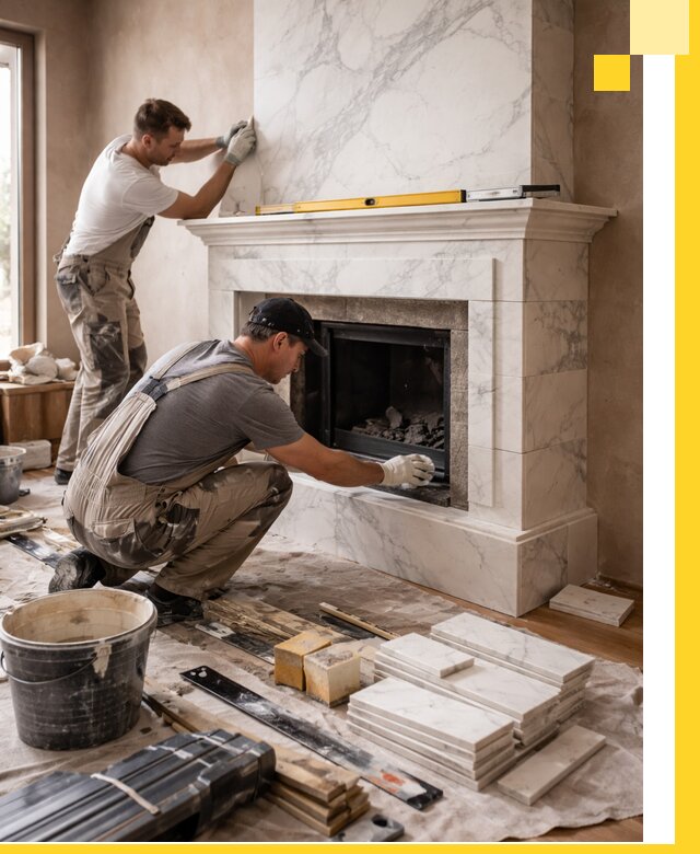 Отделка каминов в Канске качественные облицовочные работы