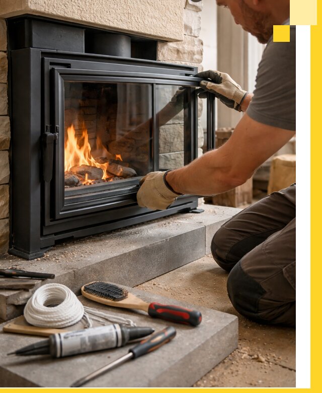 Производство, монтаж и доставка каминов со стеклом в Канске