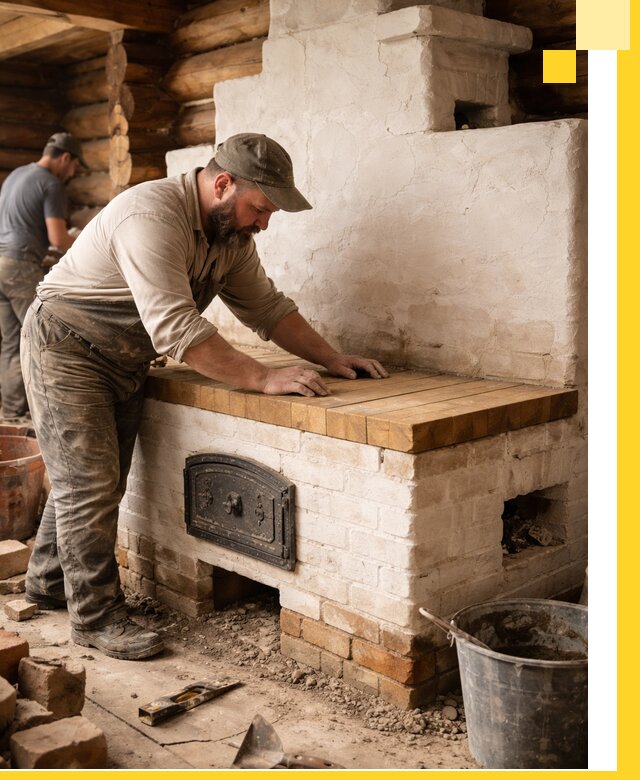 Проектирование и установка русской печи с лежанкой в Канске