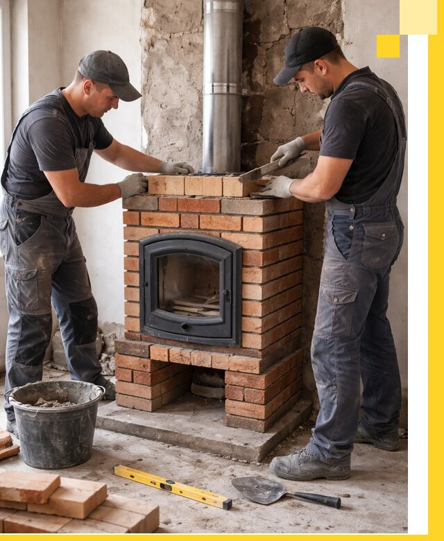 Монтаж печи камина под ключ в Канске с гарантией и пусконаладкой