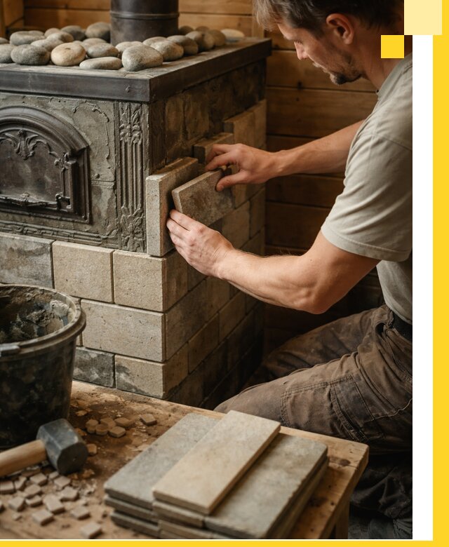 Облицовка банных печей в Канске профессиональная отделка