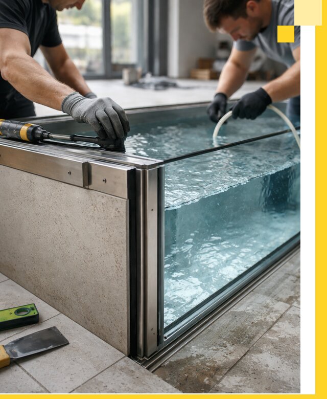 Проектирование и монтаж стеклянных бассейнов в Канске