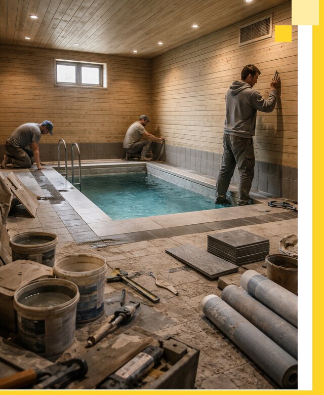 Строительство бани с бассейном и сауной под ключ в Канске