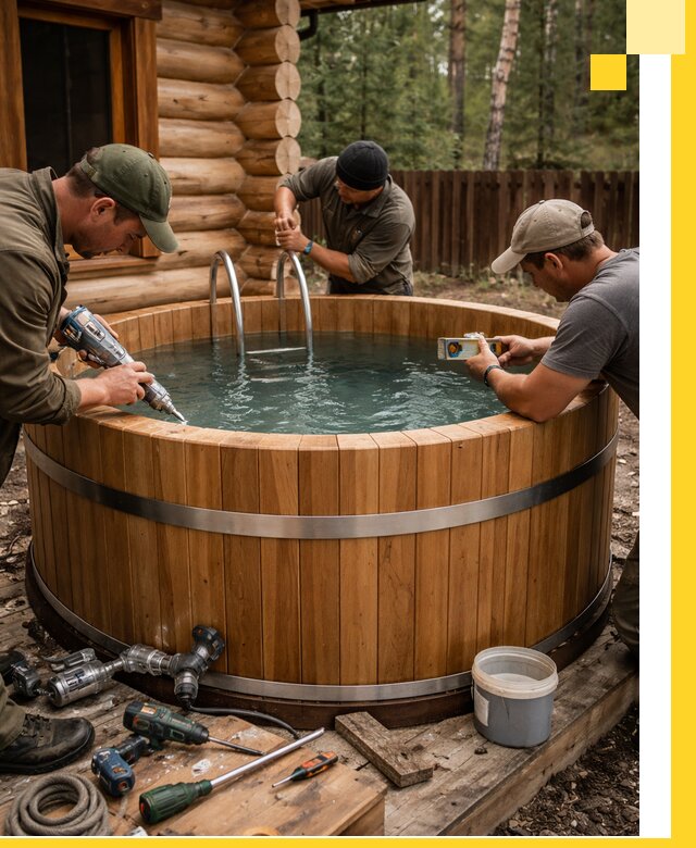 Строительство бань с купелью под ключ и отделкой в Канске