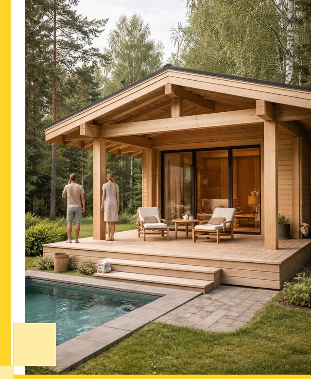 Бани с террасой под ключ в Канске от 655740 р. | ЭриданКнс