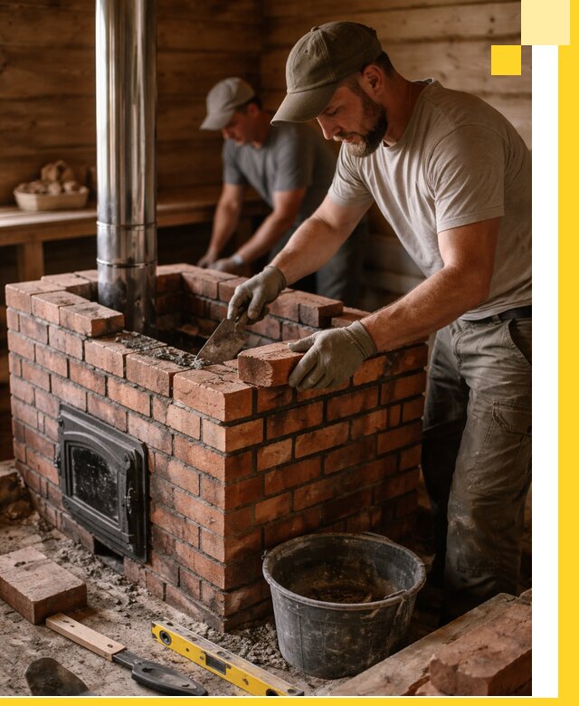 Кирпичные печи для бани под ключ в Канске, проект и монтаж