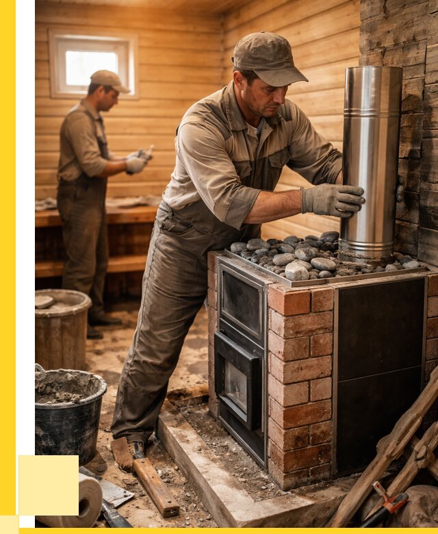 Монтаж печи в бане под ключ в Канске от 21858 р. | ЭриданКнс