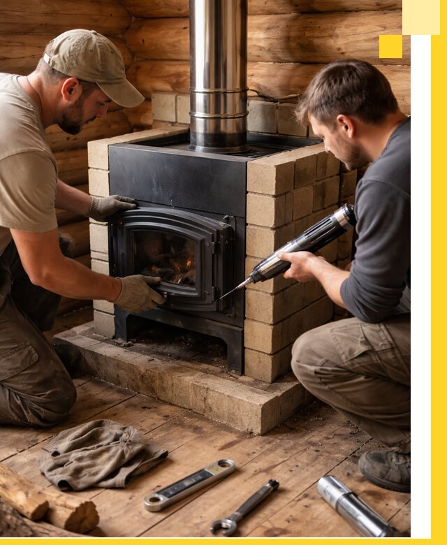 Монтаж и установка печи в бане под ключ с гарантией в Канске