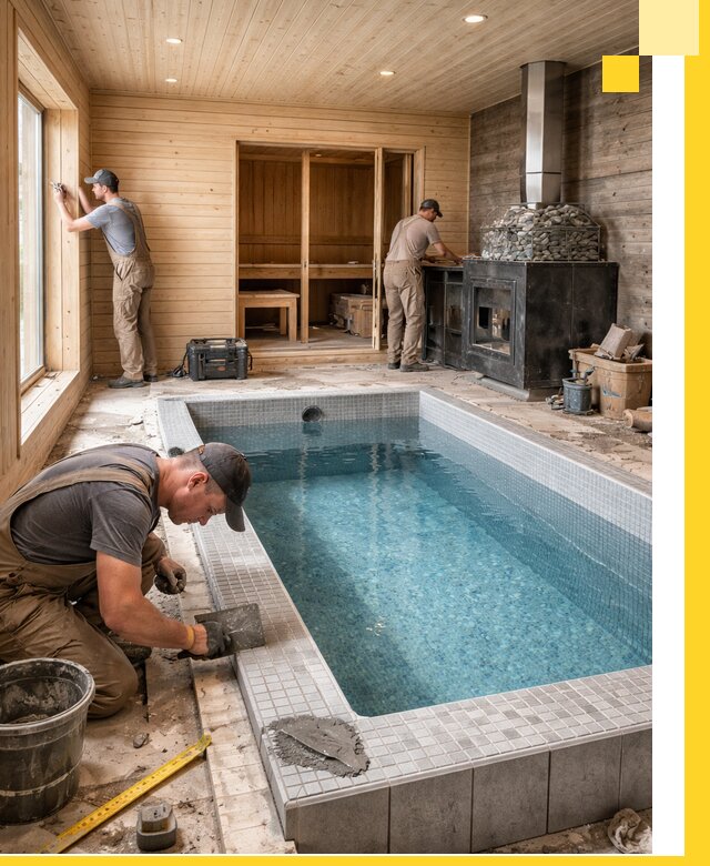 Проект бани с бассейном и сауной в Канске под ключ