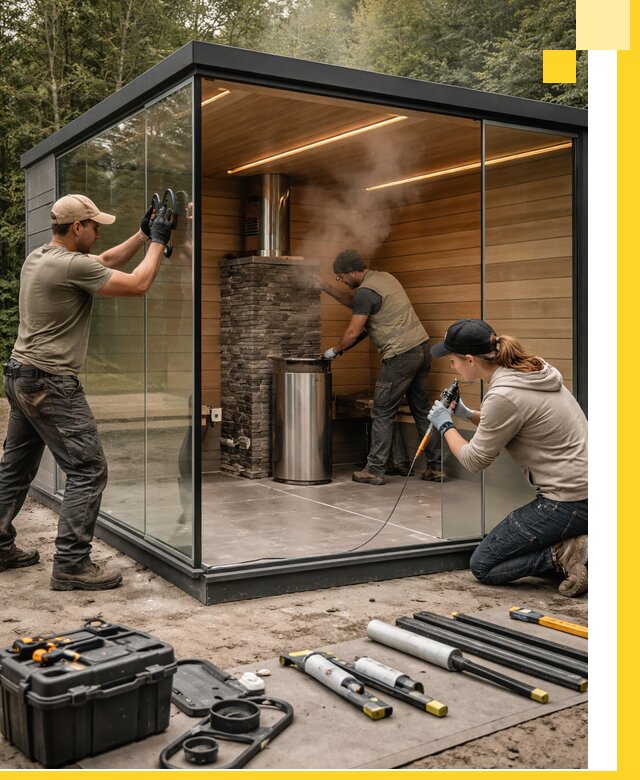 Проектирование и строительство стеклянных бань в Канске