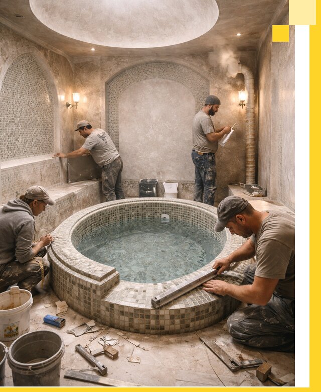 Профессиональное строительство хамама с бассейном в Канске под ключ