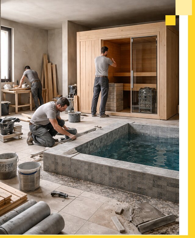 SPA зоны под ключ с бассейном сауной и печью в Канске